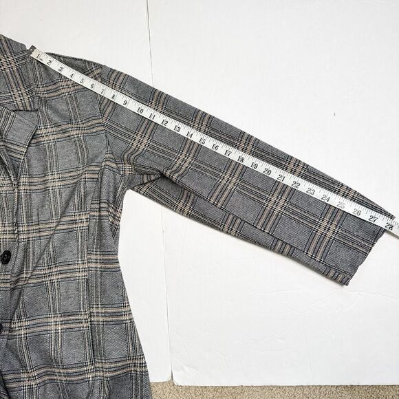 Anthropologie Avec Les Filles Longline Plaid Black Blazer Size PL - Picture 11 of 13